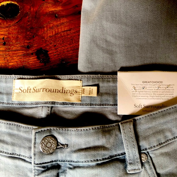 Soft Surroundings Ice Kissed Plus Size Straight Leg Jeans w/Gold Embellishment - Picture 6 of 8